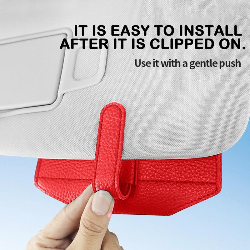 Sunglass Holder For Car Auto Eyeglasses Protective Storage Case PU Leather Non-Slip Eyeglasses Case Space Saving Auto