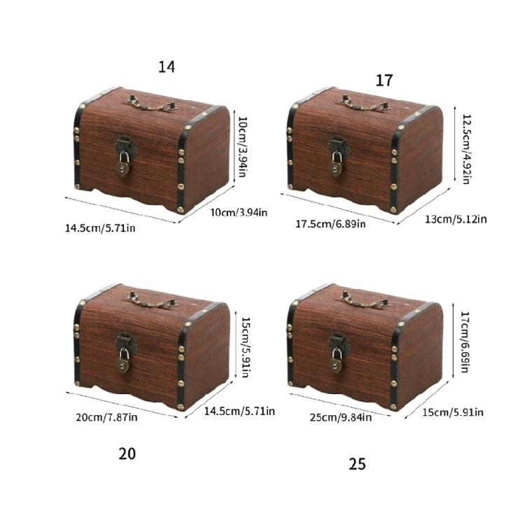 Decorative Locking Wooden Coin Saver Bucolic Treasure Box For Home Office Kids Bedroom Storage Accessories