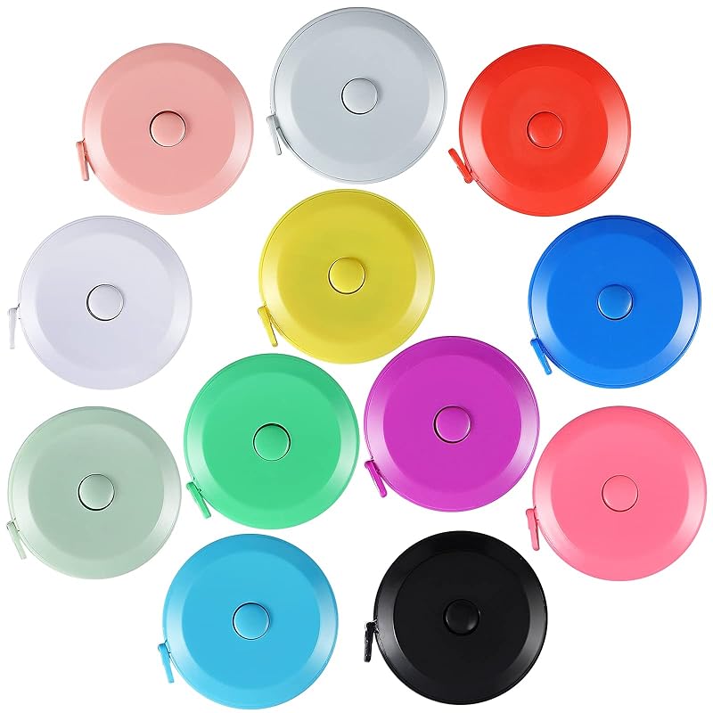 12 Pack Soft Retractable Measuring Tape Double-Scale 60-Inch/150cm for Body Measuring 12 Metric Tape Measure Sewing Craft Cloth Tape Measure Tailor 12 Pack (multicolor)