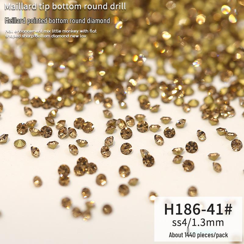 

Набор из 1440 страз для нейл-арта, круглые, цвета шампанского, система цветов майлар, заостренное дно для DIY нейл-ювелирных изделий
