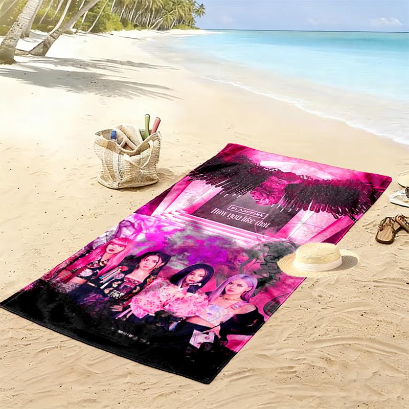 Vibrant Pink Vibes: Blackpink's Signature Style Beach Towel Portable for Travel Beach Seaside Absorbent Bath Towel Swim Travel and Vacation Towels