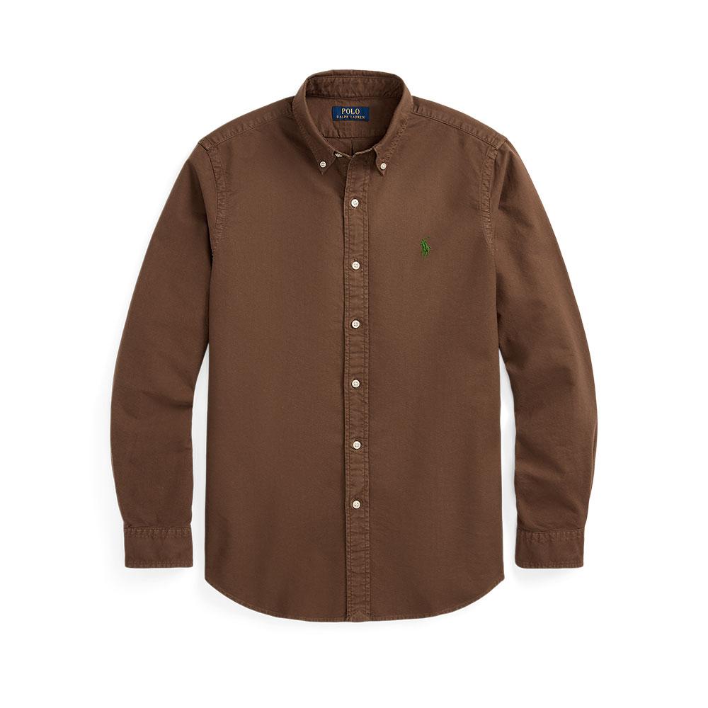Polo Ralph Lauren Logo Solid Color Single-Breasted Loose Long Sleeve Shirt Men Shirts Chocolate MNPOWOV16823852-200