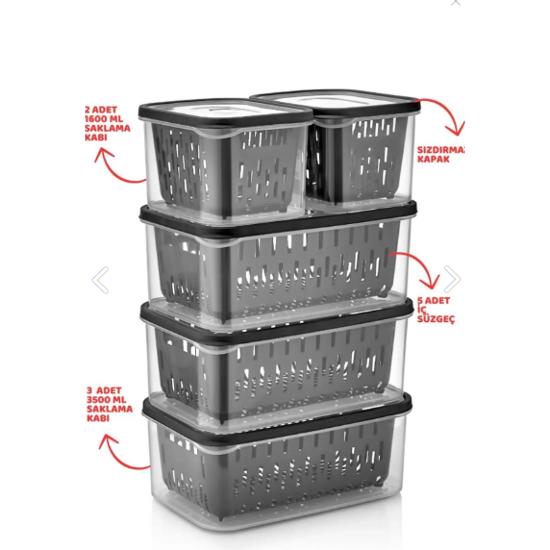 15 Piece Transparent Fresh Strainer Refrigerator Storage Set