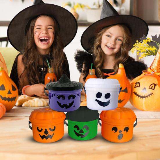 Halloween Candy Bucket Mini Trick or Treat Candy Holder with Handle Small Pumpkin Ghost Bucket for Halloween Party Supplies