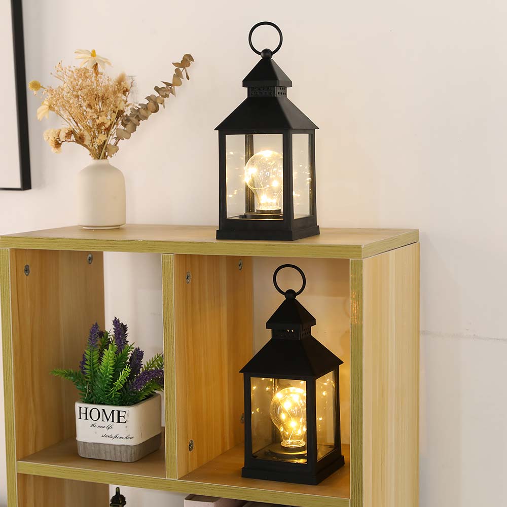 Black Plastic Table Lamp Battery Operated Lamp Hanging Lamp Patio Lanterns Cordless Lamp for Garden Living Bedrooom Home Decor