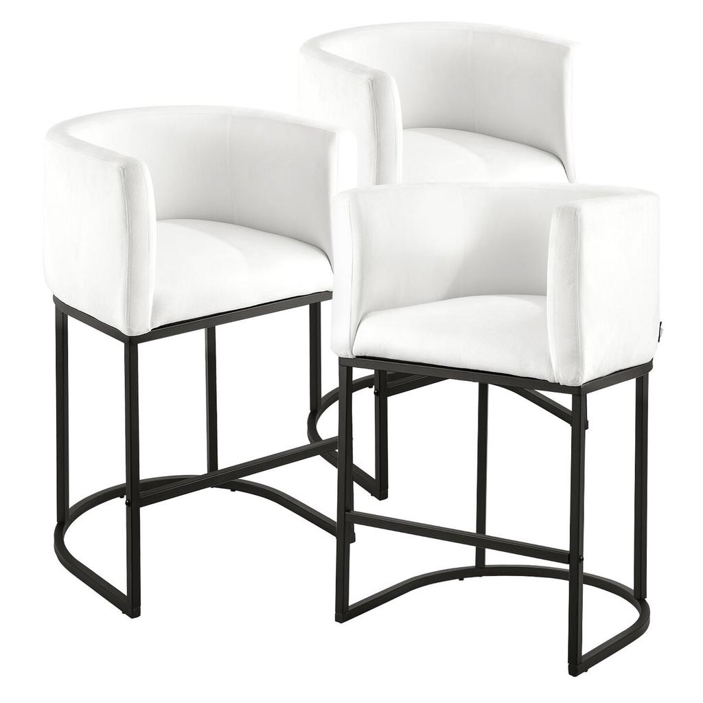 Bar Stool Set of 3, 63cm Counter Height Stools, Counter Barstool with Backrest, Arm, Metal Frame, and Footrest, Accent Fabric Bar Chair, Island