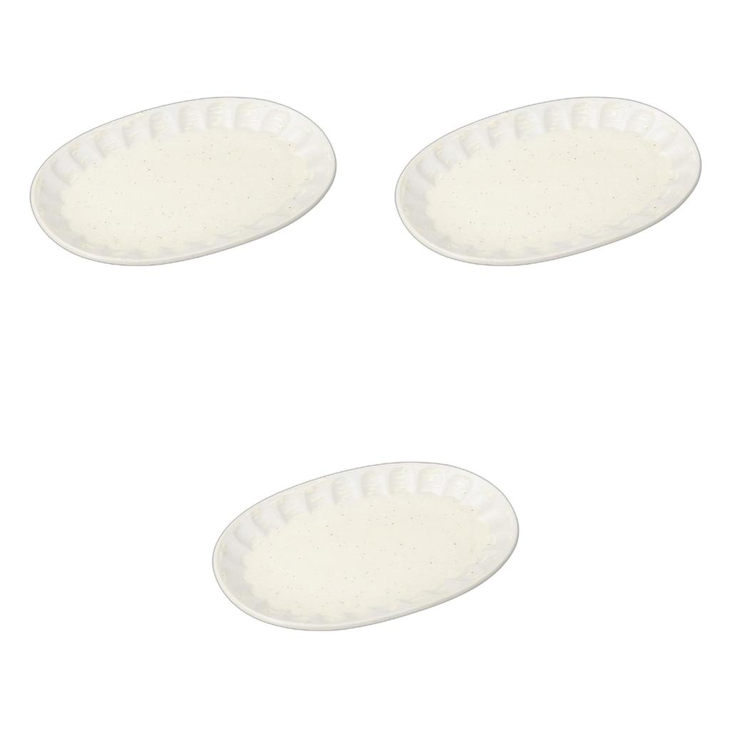 Set of 3 White Flour Oval Plates X X Oval Setomonohonpo [23.6 16.4 2.3 Cm] Plates, Ceramic,
