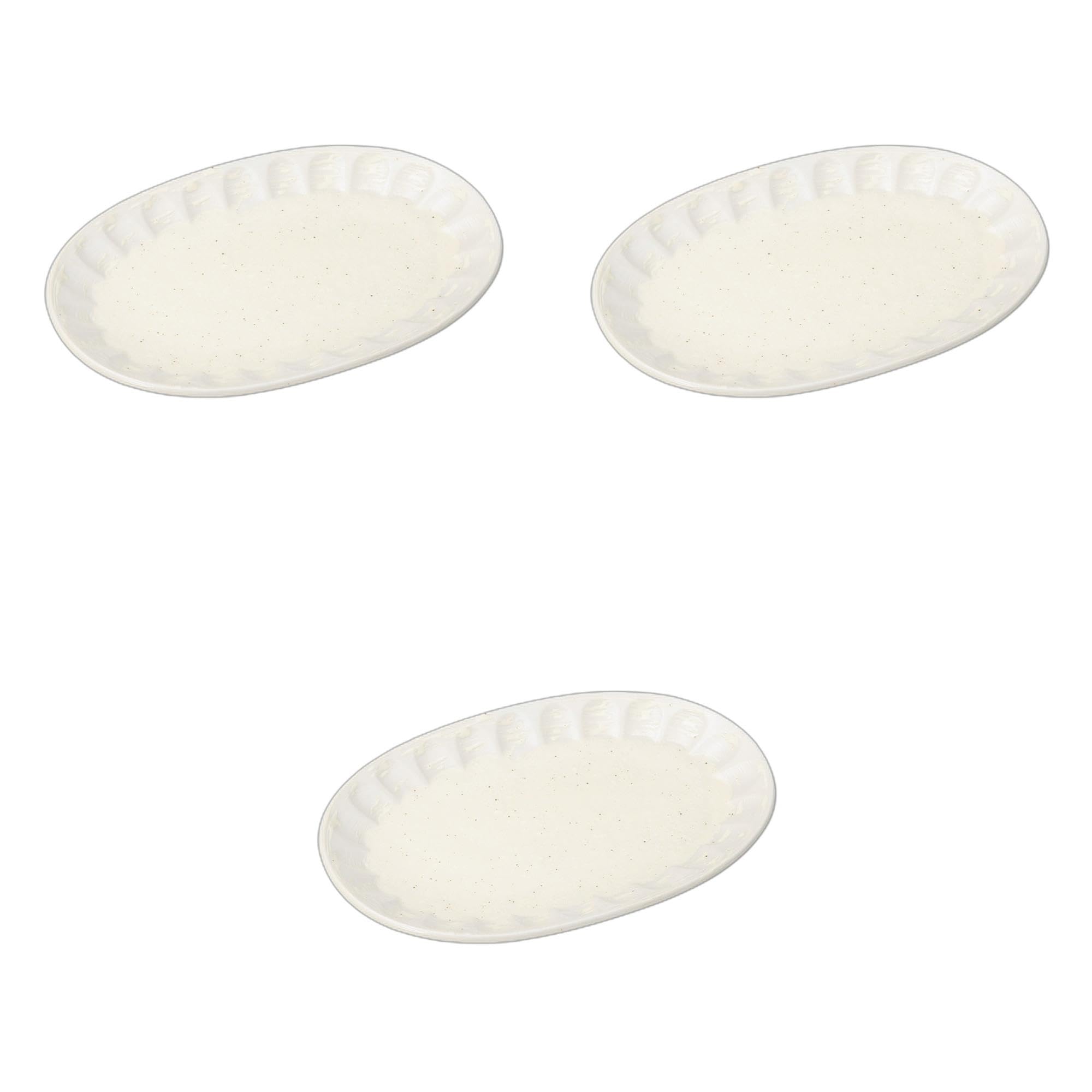 

Set of 3 White Flour Oval Plates x x Oval Setomonohonpo [23.6 16.4 2.3 cm] Plates, Ceramic,