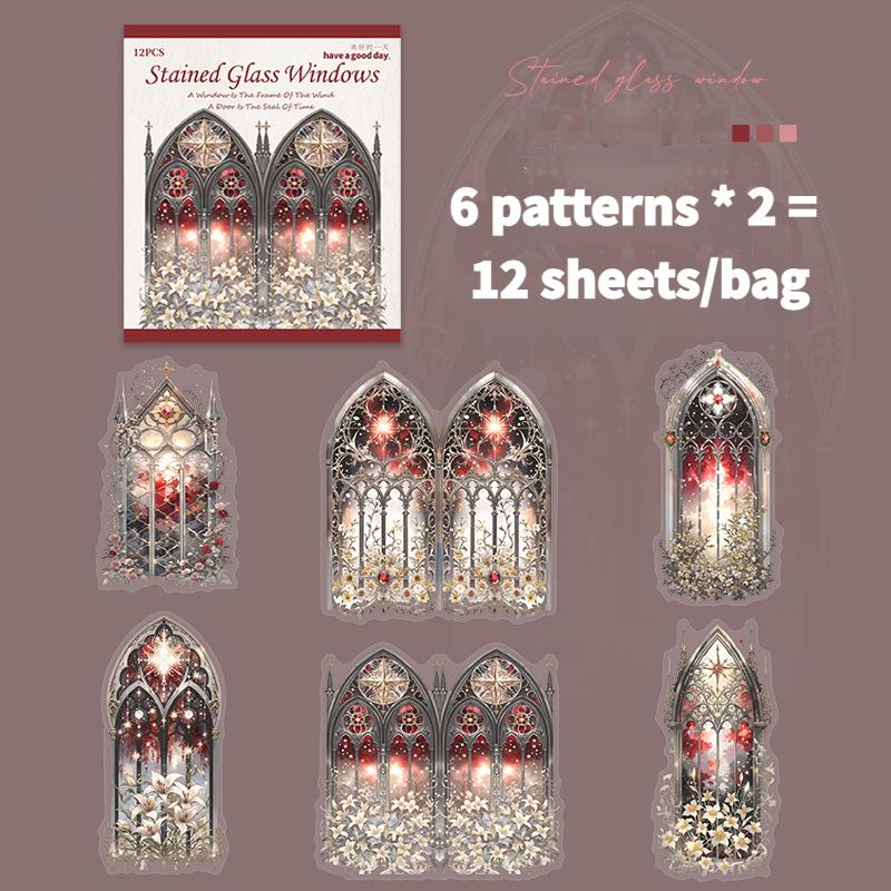 72 sheets/set, european window flower pet sticker, journal, scrapbook, notebook decor, self adhesive