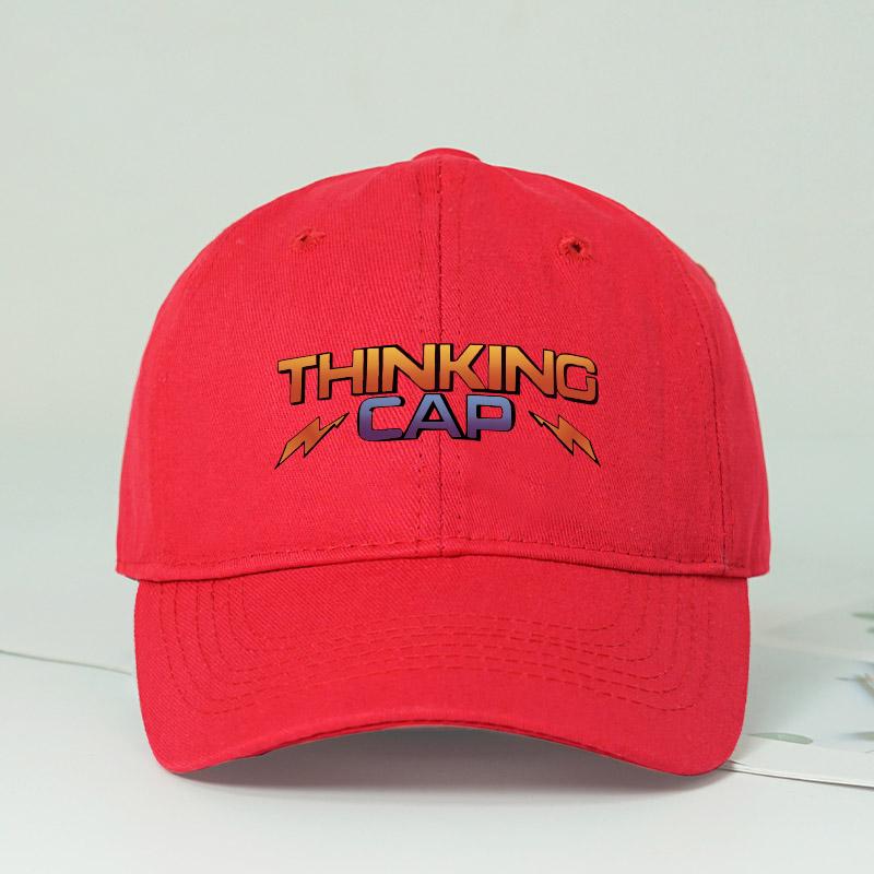 THINKING CAP Gradient Text Print SoftTop Baseball Cap Soft Comfortable Breathable Retro Gradient Trendy Playful Unisex D