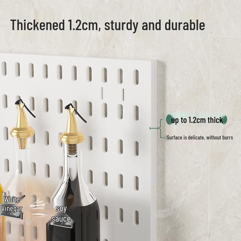 Wall-Mounted Knife & Chopstick Holder, Punch-Free Pegboard with Tray & Multi-Functional Storage Rack