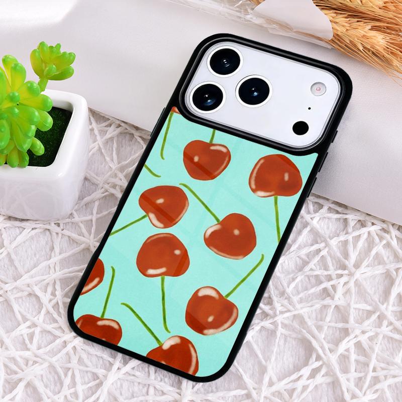 Red Cherry Summer Fruit Shockproof Phone Case for iPhone 17 Air 16e 15 11 12 14 13 Pro Max Cover Coque
