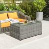 90 X 50cm Glass-Top Rattan Side Table - Light Grey