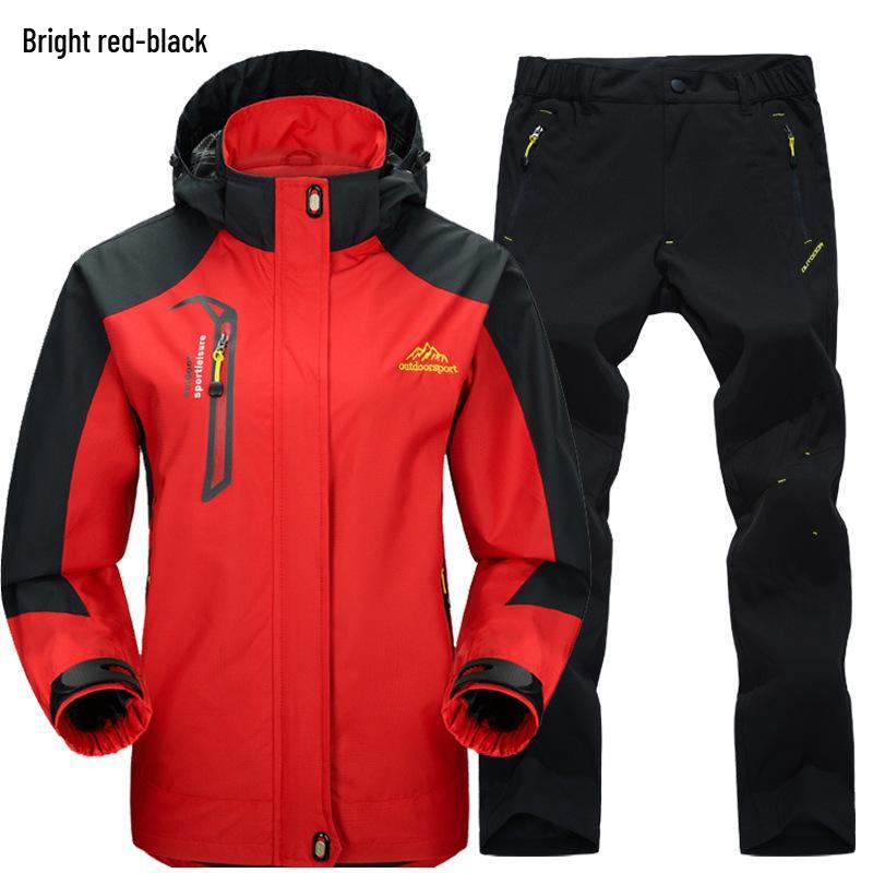 Outdoor Windbreaker Pants and Jacket Set for Men and Women - Windproof, Waterproof, Ideal for Spring/Autumn Hiking