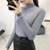 Half Turtleneck Knitted Pullovers Sweaters Women Autumn Winter Primer Shirt Long Sleeve Short Slim-fit Tight Jumper Tops Solid Color One Size