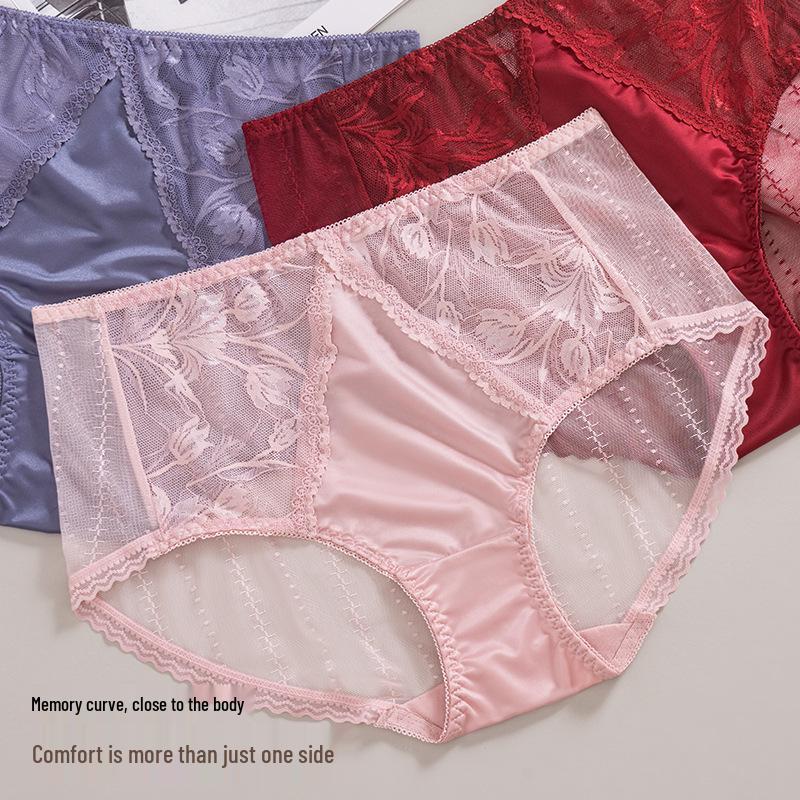 Xiao Tian'er 1569 High Waist Lace Panties - Seamless, Breathable, Skin-friendly, Comfortable Cotton Crotch.