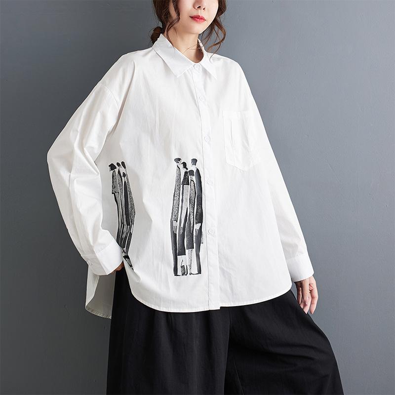 DIMANAF 2024 Plus Size New Spring.Style Blouse Vintage Retro Design Short Sleeve Casual Shirt Women Loose Shirt Geometric Print Half Sleeves Shirt