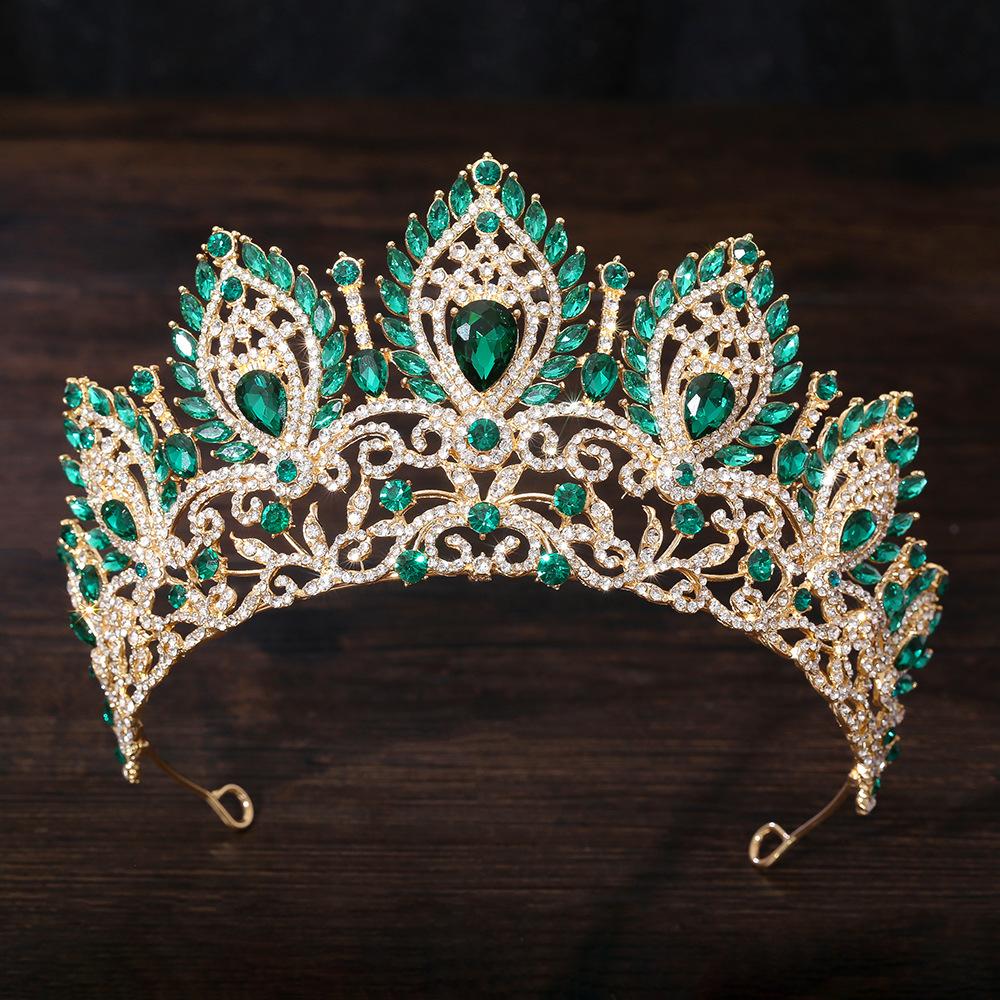 DIEZI Korean Bridal AB Crystal Rhinestone Big Tiara Crown For Women Girls Wedding Party Crown Hair Dress Jewelry Accessories