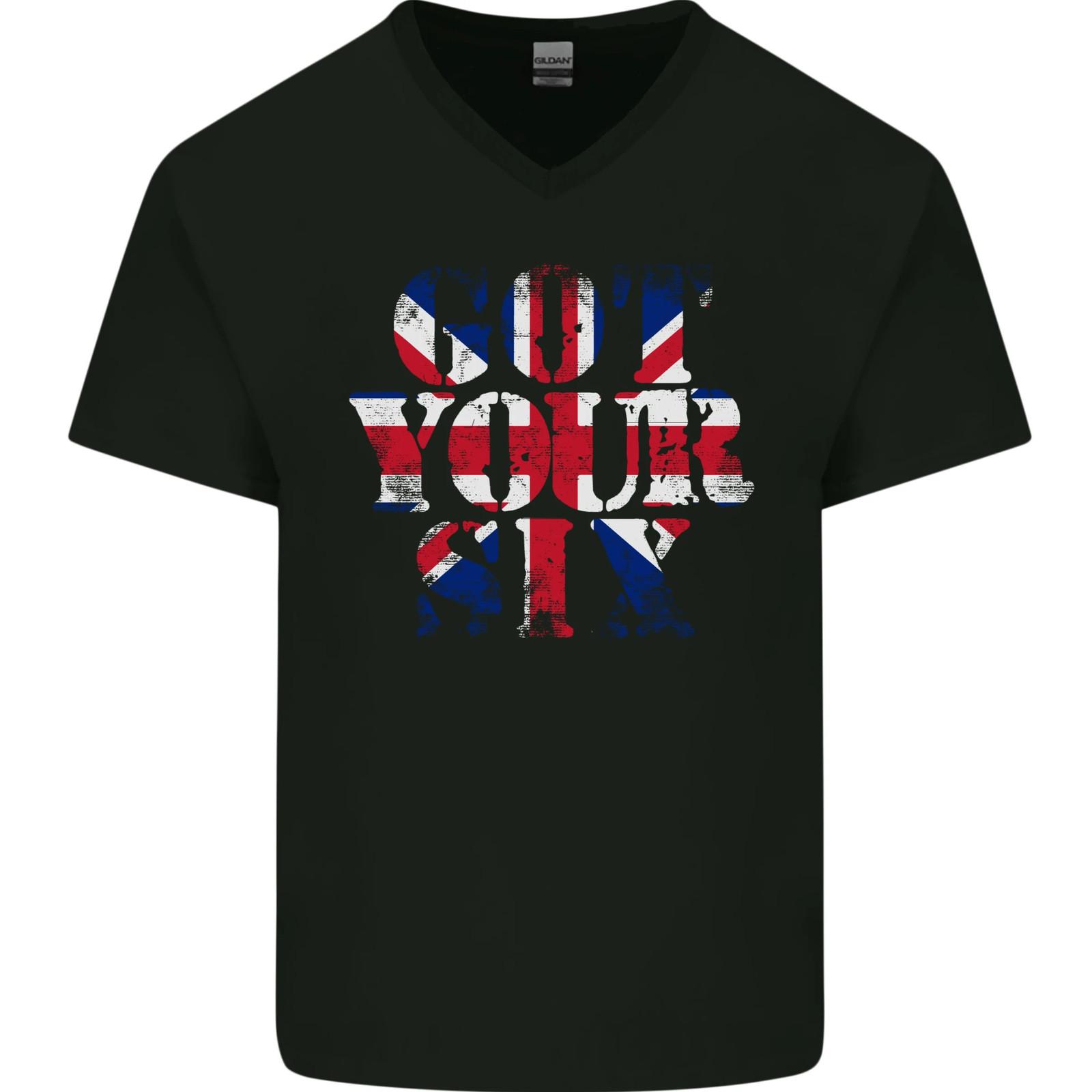 Ive Got Your Six Union Jack Flag Army Paras Mens VNeck Cotton T-shirt XXL