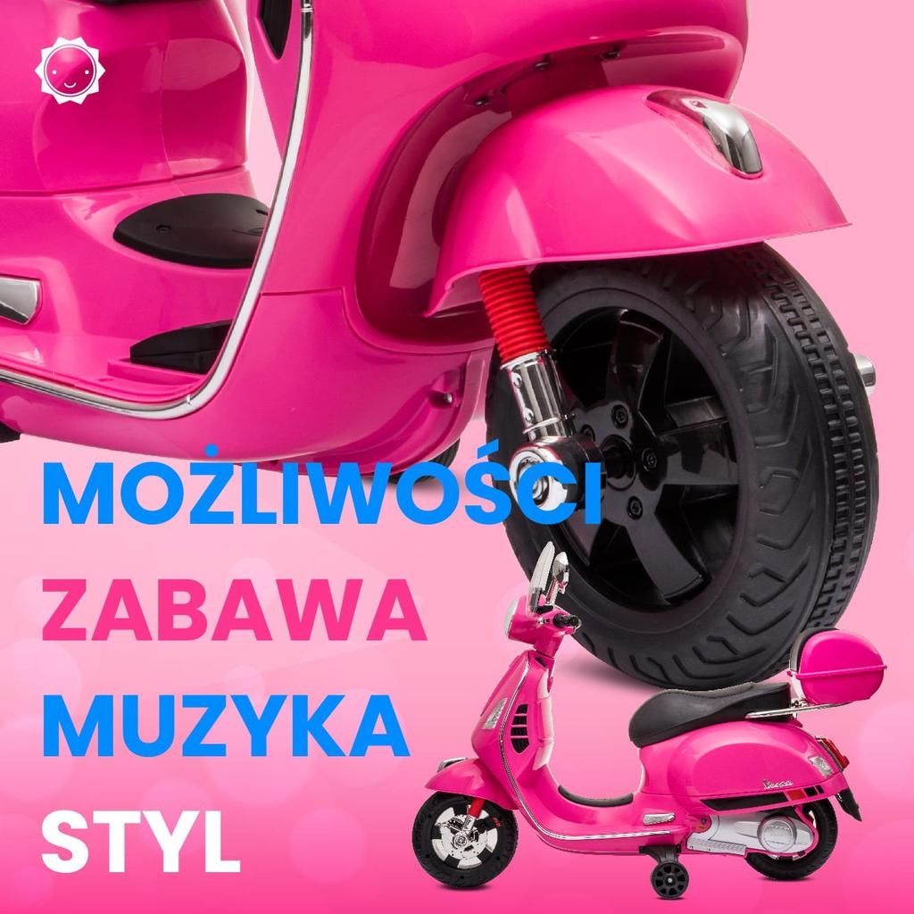 Ride-on Toy for a Child Vespa Scooter Battery-Powered With a Trunk Fuchsia Sun Baby