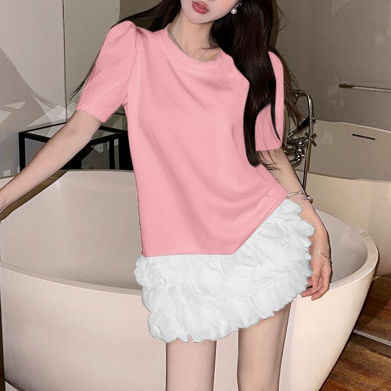 

VONDA Женские летние платья с круглым вырезом и коротким рукавом с цветочным принтом 4XL розовый