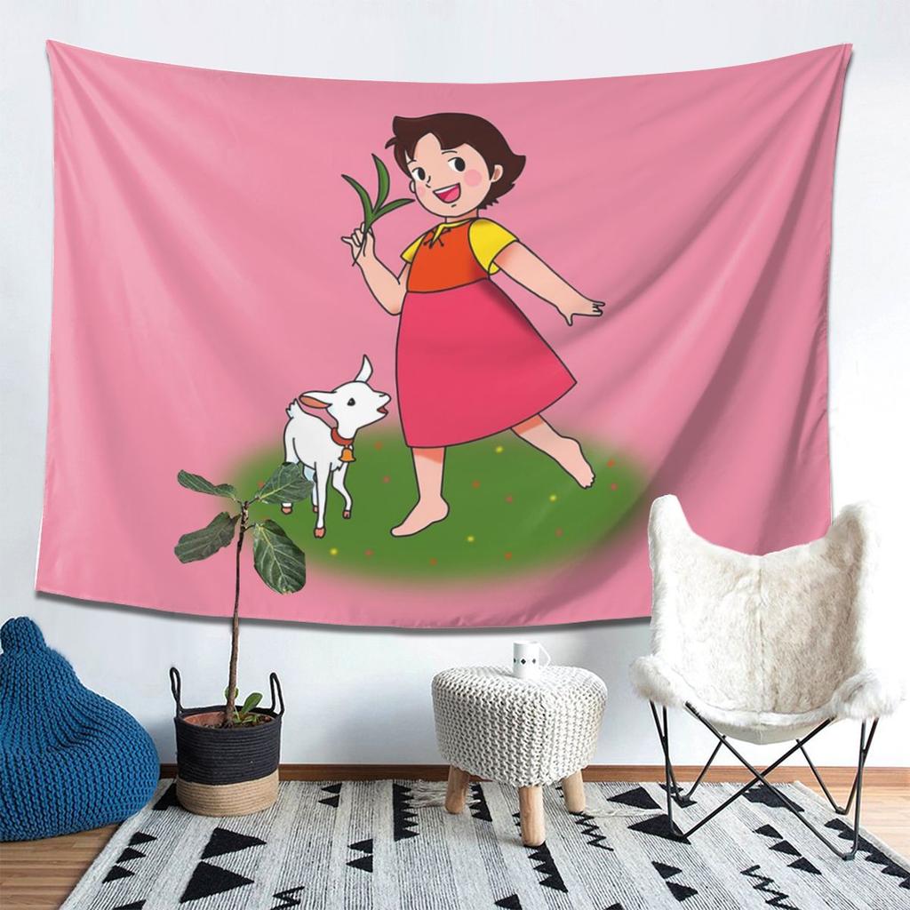 Heidi Cartoon 70s Tapestry Decor Art Aesthetic Tapestries for Living Room Bedroom Home Wall Cloth Wall Hanging