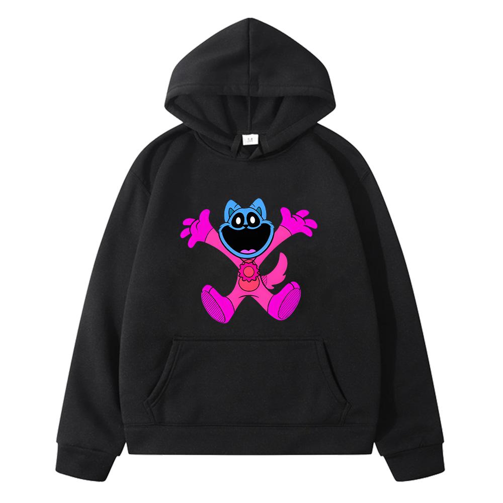 

Детская толстовка с капюшоном Smiling Critters весна-осень с рисунком в виде граффити, симпатичная детская одежда для девочек, удобные топы 130 чёрный