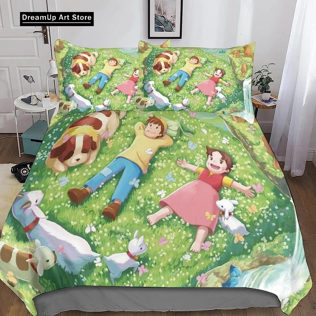 3D Print Anime Heidi, Girl of the Alps Bedding Set Single Twin Full Queen King Size Bed Set Adult Kid Bedroom Duvet Cover Sets