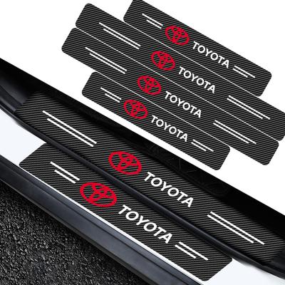Carbon Fiber Protective Stickers for Car Door Sill Side Anti Step Bumpers For Corolla Yaris Chr Auris RAV4 Land Cruiser Camry Highlander Prado