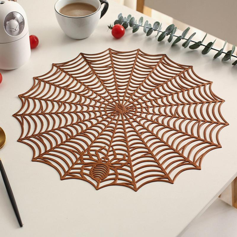 Round Cobweb Table Mat Coasters Hollow Out Heat Insulation Mat Waterproof Non-slip Table Mat