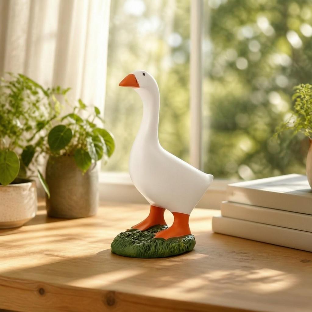 Duck Figurine with Key Hanger Playful Quirky for Shelf