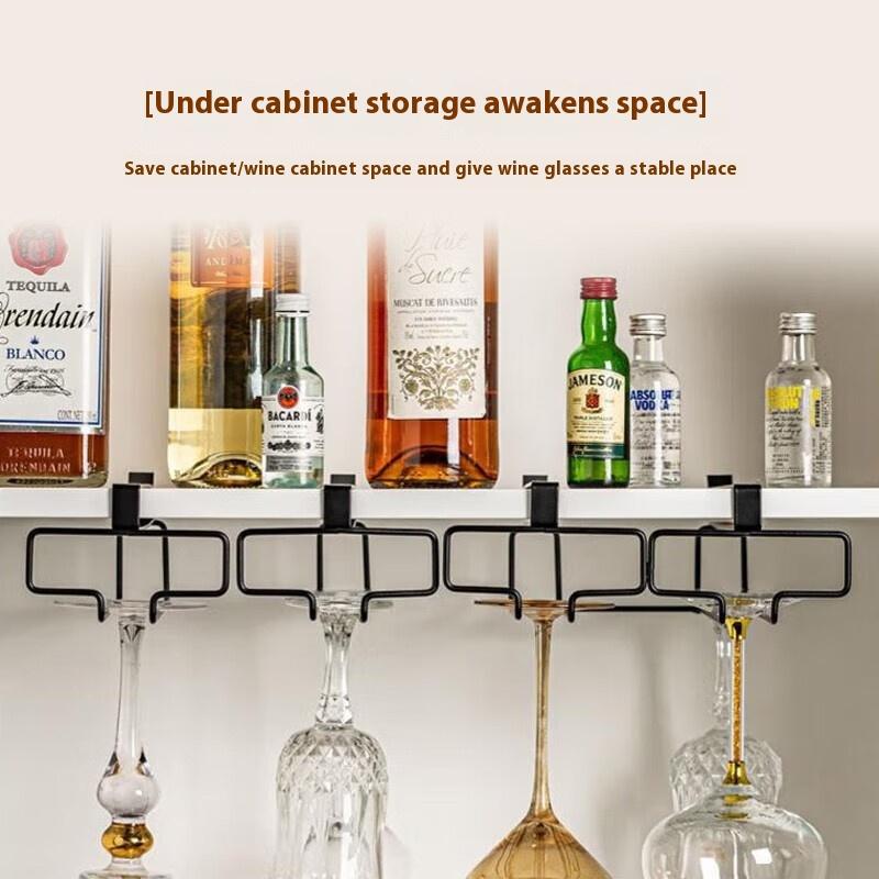 No Drilling Metal Wine Glass Holder - Stemware Rack For Under Cabinet Storage Kitchen Organization Kitchen/Bar Storage Supplies