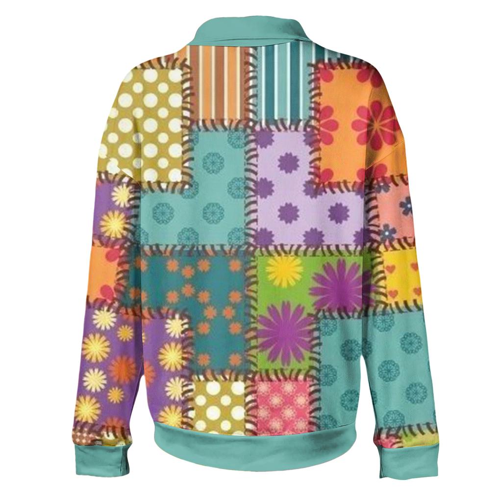 Ladies' Plaid Printed Casual Long Sleeved Sweatshirt Top