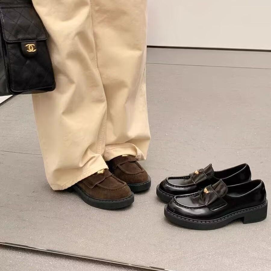 Spot height increased by 5cm~ Classic open-edged bead cowhide extravagant small gold coin loafer leather shoes