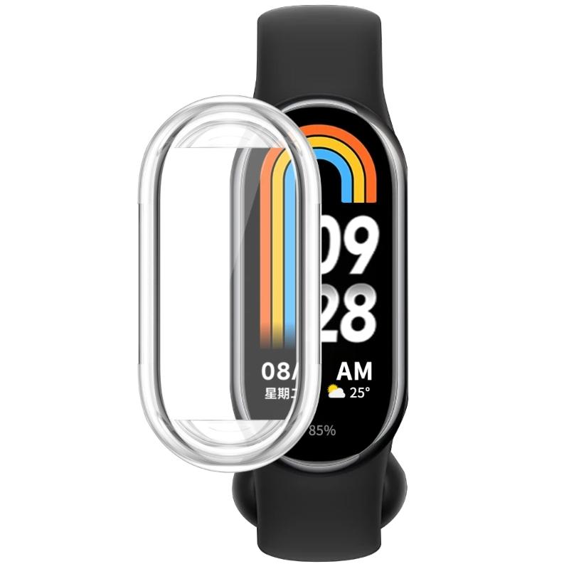 Soft TPU Screen Protector Housing Compatible for Mi-Band 8 Scratched Resistant Protective Cover Bumper-Shell Shockproof