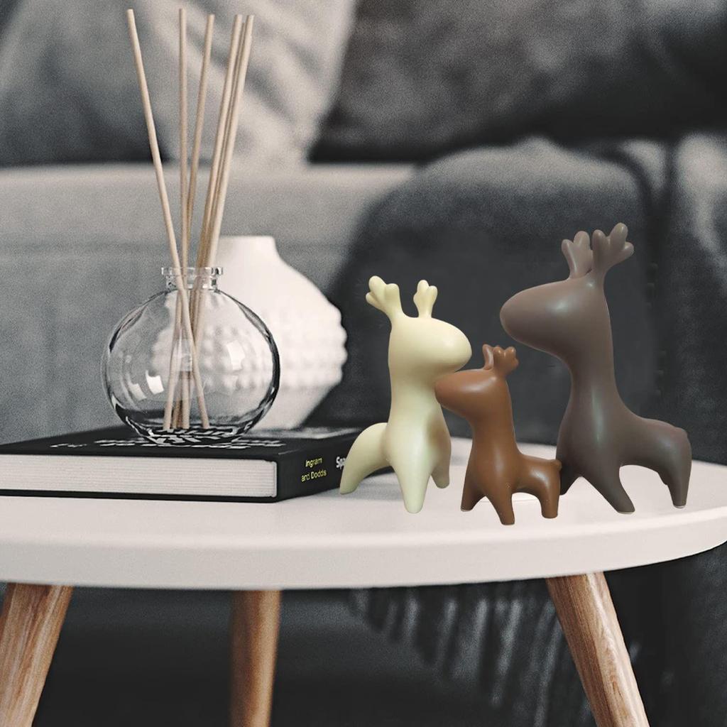 Home Décor Elk Family Matte Finish Ceramic Figurines - (Set of 3, Matte Brown)