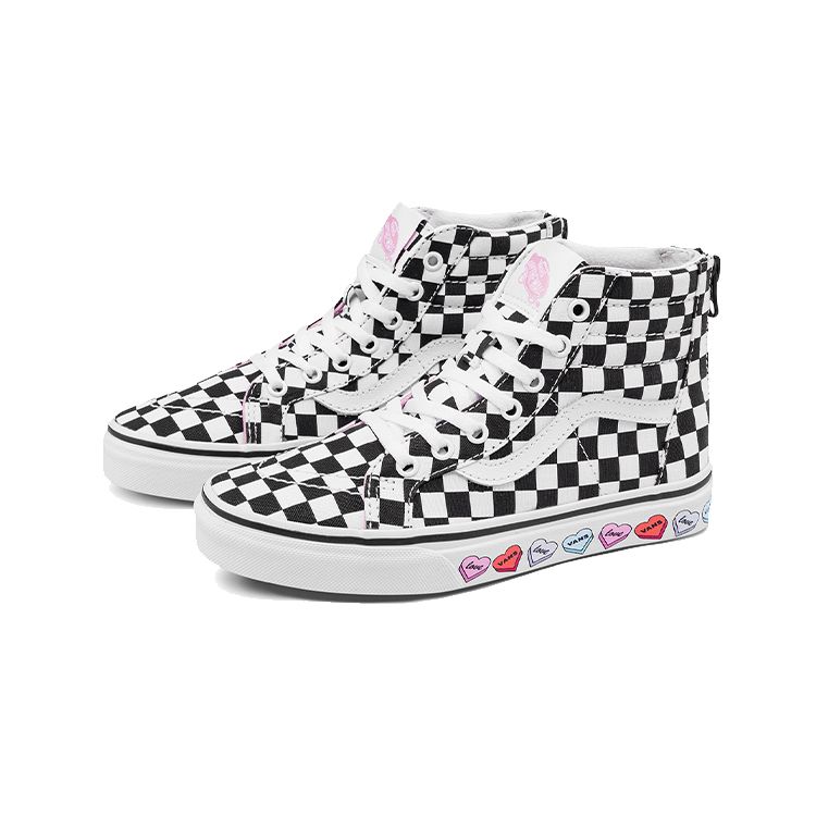 Vans Sk8 Canvas High Top Skate Shoes Kids Sneakers Black White VN0A4BUXABY