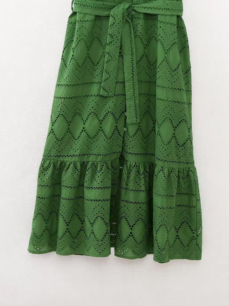 Spring Collection: Women's European & American Holiday Embroidered Shirt Dress