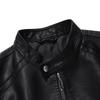 Men's Casual PU Leather Motorcycle Jacket with Stand-up Collar