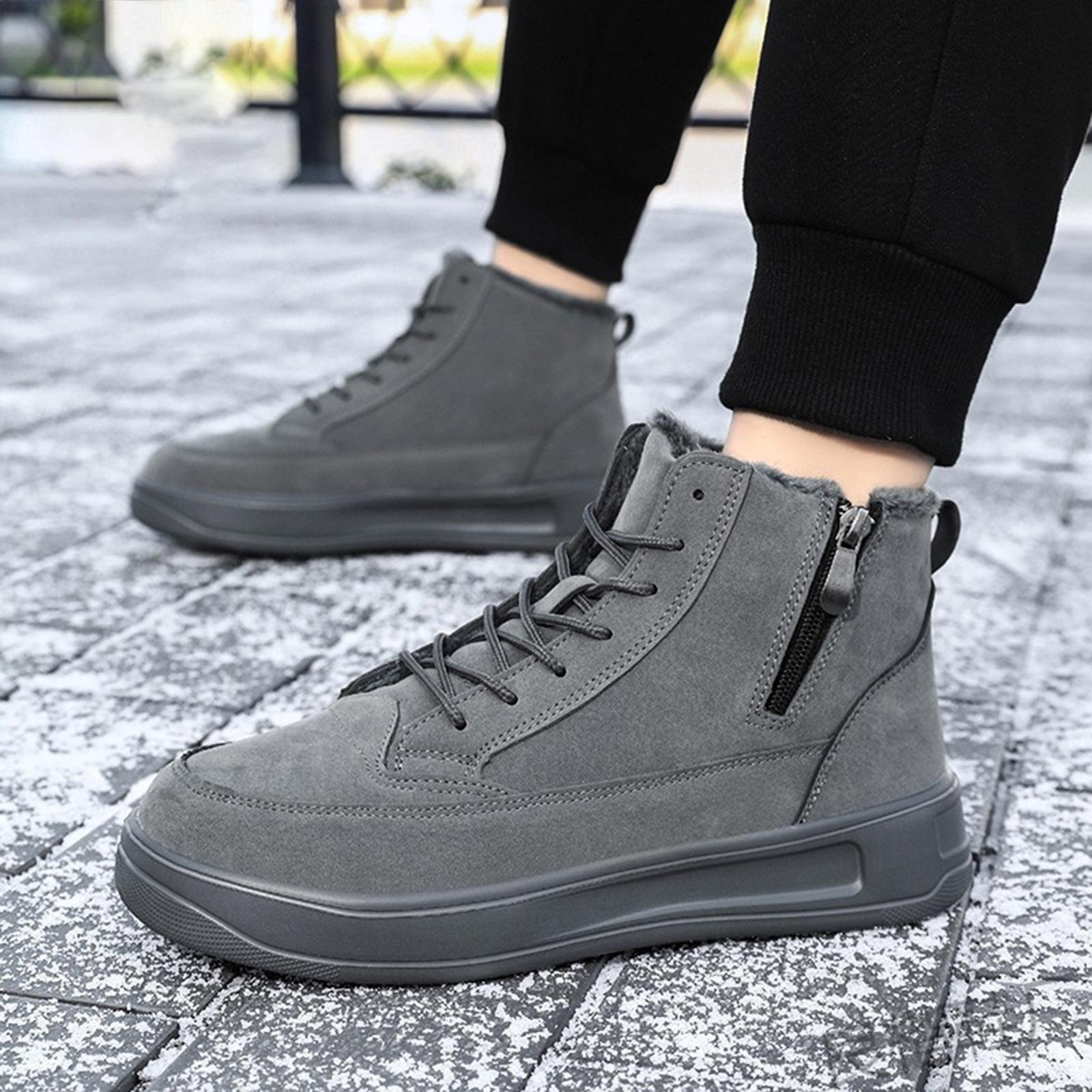 Warm Round Toe Lace Up Flat Short Boots Cold Proof Boots Warm Fashionable Versatile Boots Women s Plush Women Rain Boots Fashion 37 серый