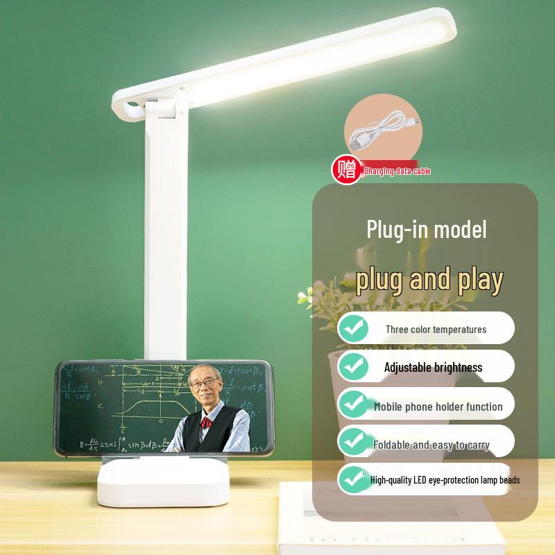 USB LED Folding Desk Lamp: Eye-Protection Night Light for Student Study, Bedside, Dormitory, or Reading