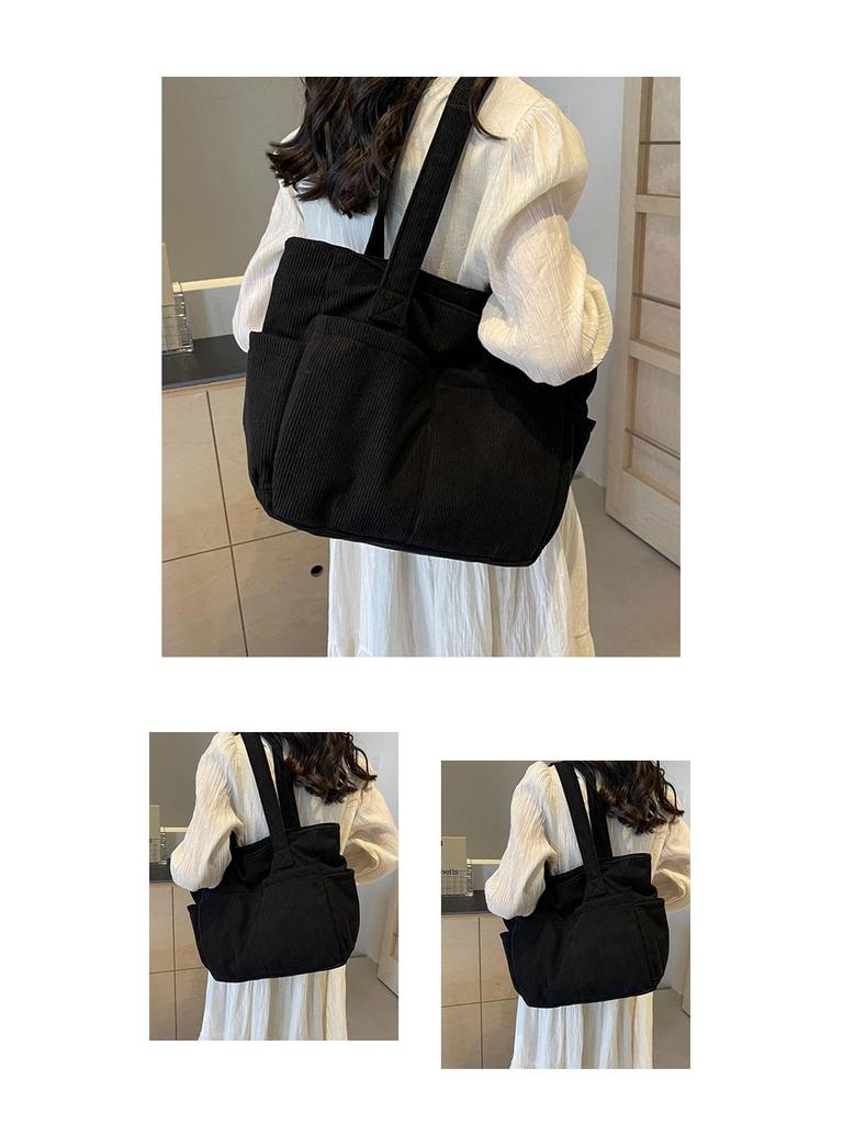 Large Capacity Corduroy Canvas Tote & Crossbody Handbag for Women - Versatile, Fashionable, High-End Shoulder Bag for Commute