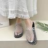 Summer New Fisherman Flat Bottom Round Head Baotou Half Slippers European and American Niche Fishing Net Woven Hollow Cool Slippers