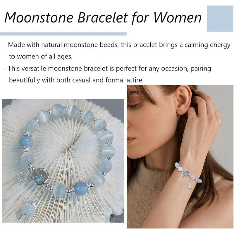 Ladies' Crystal Bracelet, Cat's Eye Stone Bracelet, Gray Moonstone, Labrador Butterfly Charm Bracelet, Jewelry