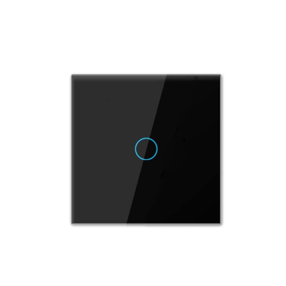 

AC100-240V LED Light Switch Crystal Glass Panel Wall Light Switch LED Sensor Switch Home Lighting black 1 gang