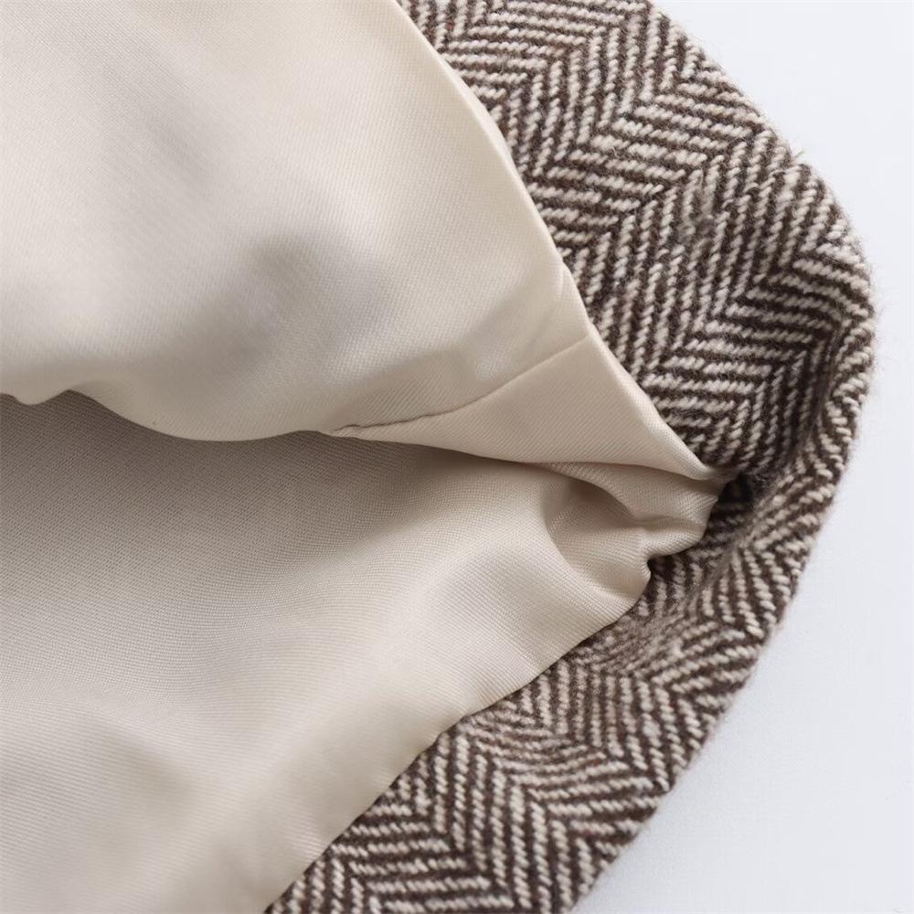 PB&ZA Women's Herringbone Suit Jacket - 2024 Autumn/Winter Versatile Design