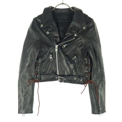 NINE Long Sleeve Double Riders Jacket F Black Side Lace-up Men's Used