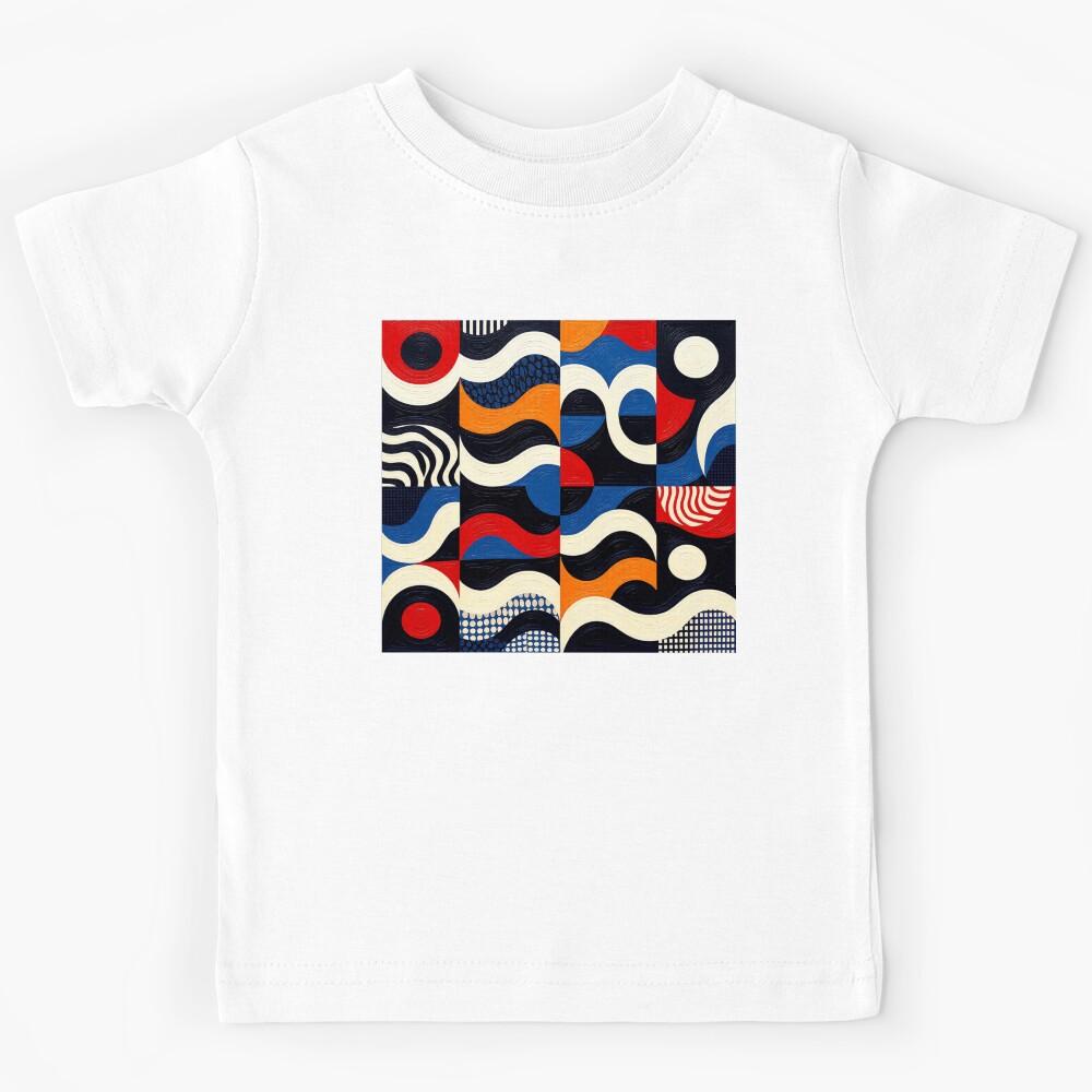 abstract oil 4 part design colorful artwork Kids T-Shirt 130