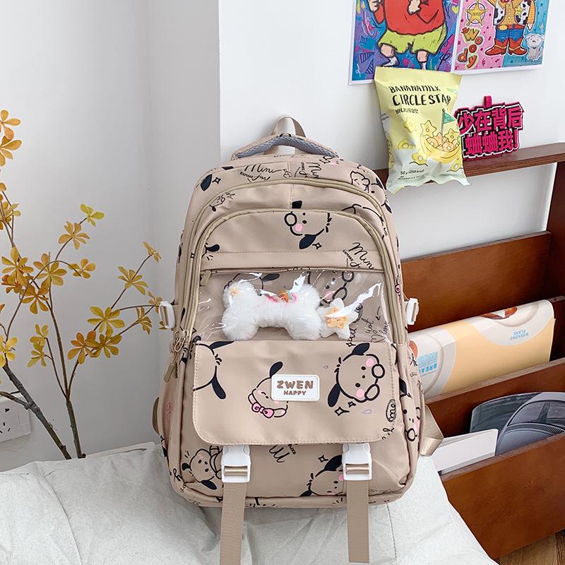 School Bag Women's Insens New Junior High School and College Student Cartoon Print High-value Large-capacity Dirt-resistant Backpack