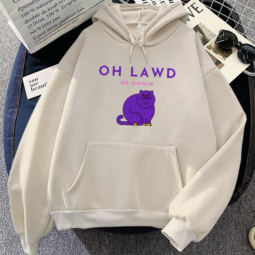 Long Sleeve Men/Women Hoodies Oh Lawd He Treading Letter Printing Sweatshirts Cartoon Funny Graphic Sudaderas Fleece Soft Hoodie